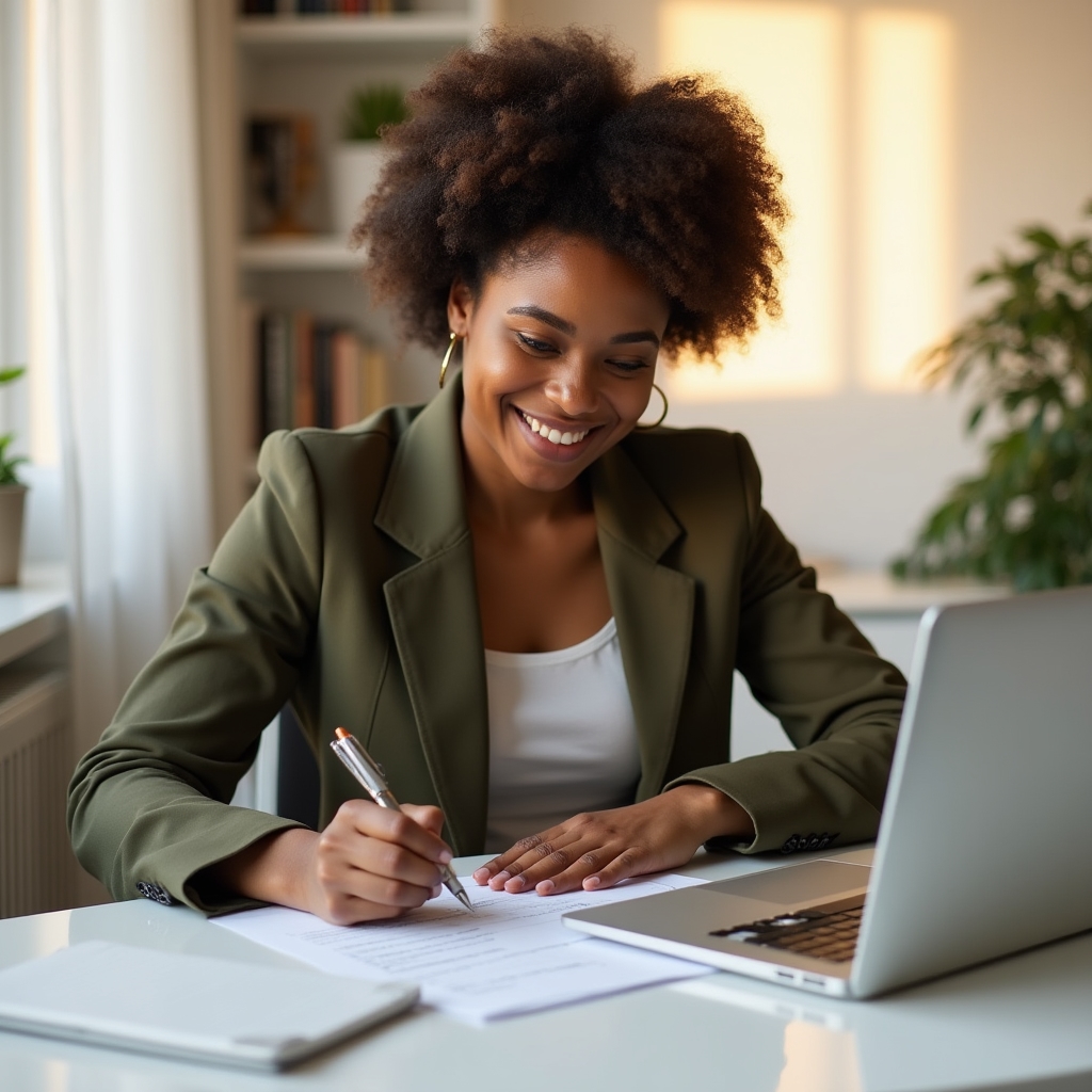 Marketer marking items off a printed on-page SEO checklist next to a laptop